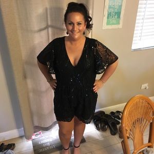 Venus black sequin romper